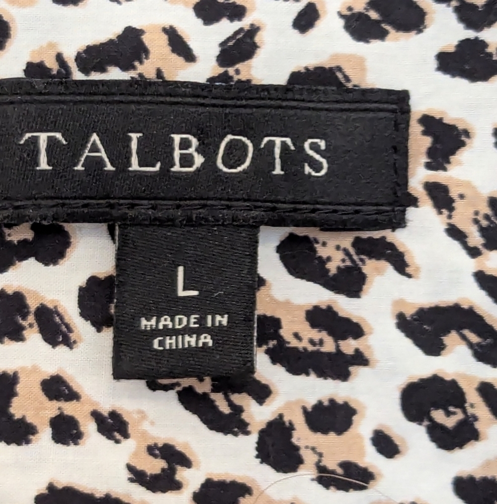🐆 Talbots Leopard Print Blouse Shirt L Top Button Up - Picture 3 of 13